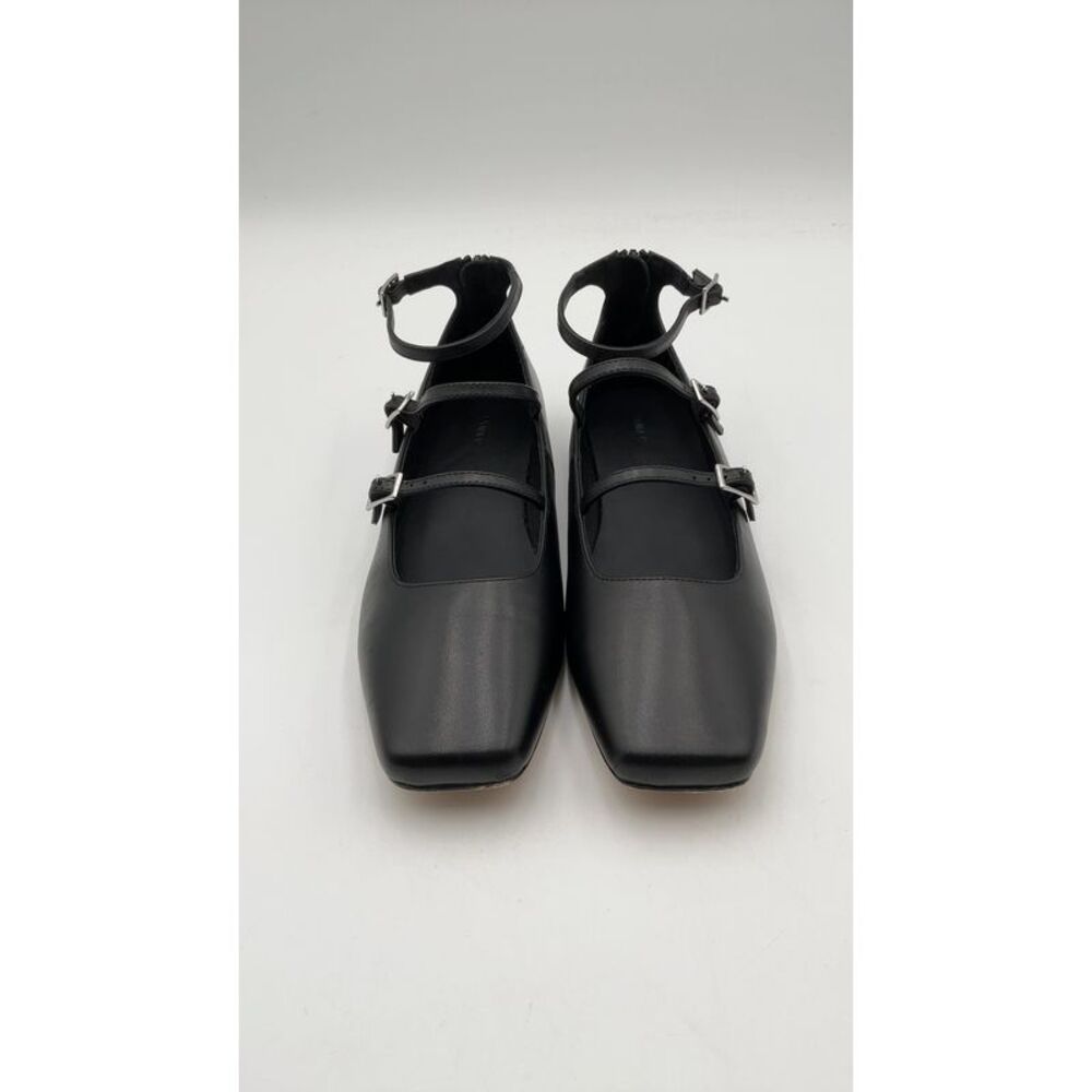 Quince Women Leather Mary-Jane Ballet Flats Shoes Black 7